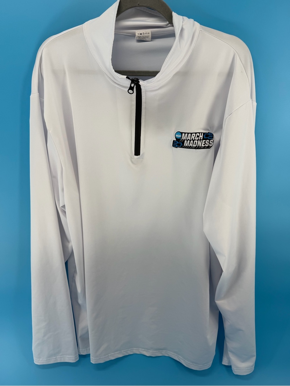 March Madness White Long Sleeve Quarter-Zip Pullover - Picture 1 of 4